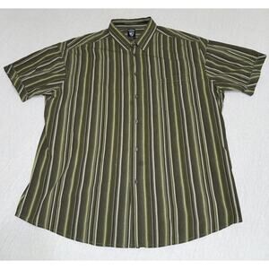 Kuhl Suncel Button Up Short Sleeve Outdoor Hiking Shirt Men XXL Green Pocket EUC